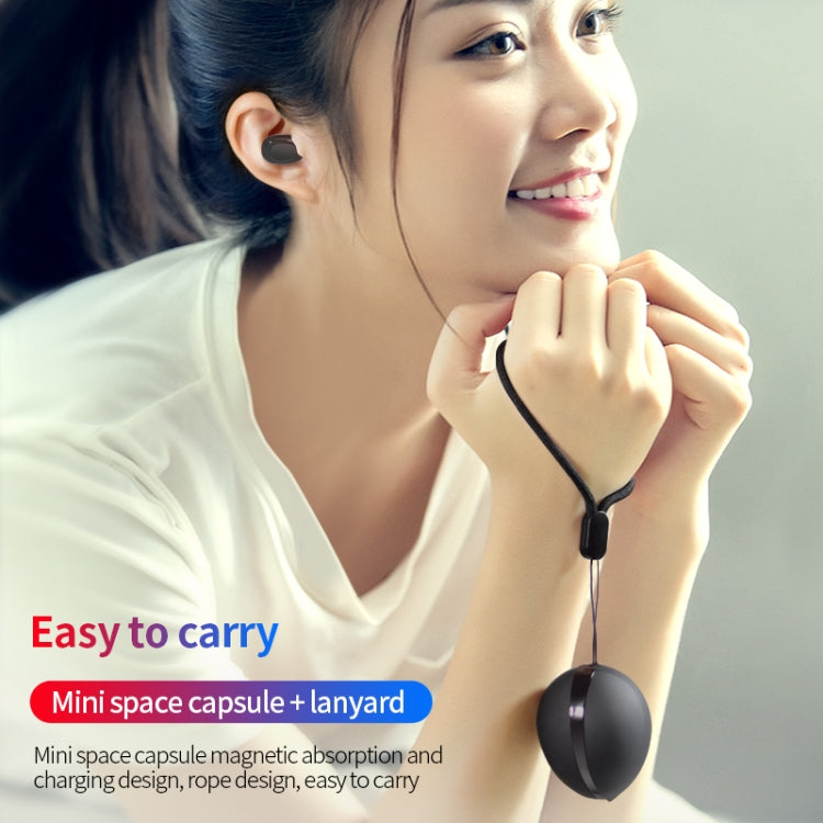 A10 TWS Space Capsule Shape Wireless Bluetooth Earphone with Magnetic Charging Box & Lanyard, Support HD Call & Automatic Pairing Bluetooth(Black White) - TWS Earphone by PMC TechLife | Online Shopping South Africa | PMC TechLife
