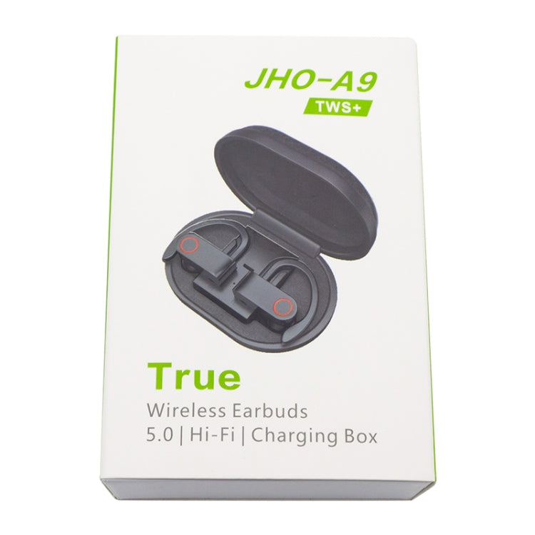 JHO-A9 TWS  Wireless Hanging Ear Type Bluetooth Earphone with Charging + Storage Integrated Zipper Bag, Support Voice Control(Black) - TWS Earphone by PMC TechLife | Online Shopping South Africa | PMC TechLife