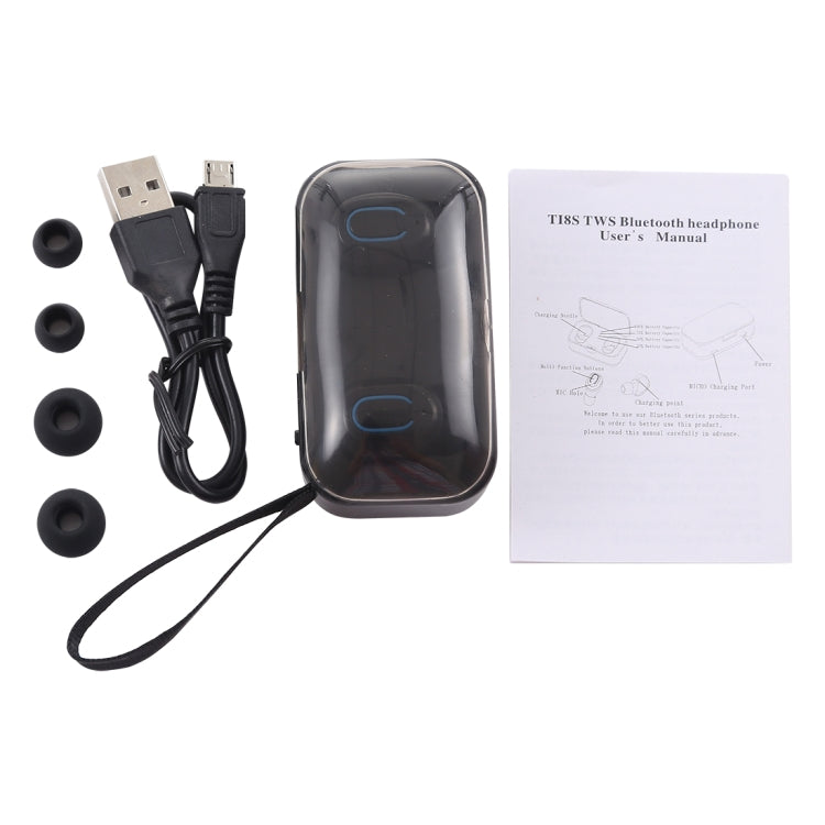 TI8S TWS Dazzling Wireless Stereo Bluetooth 5.0 Earphones with Charging Case(Black) - TWS Earphone by PMC TechLife | Online Shopping South Africa | PMC TechLife