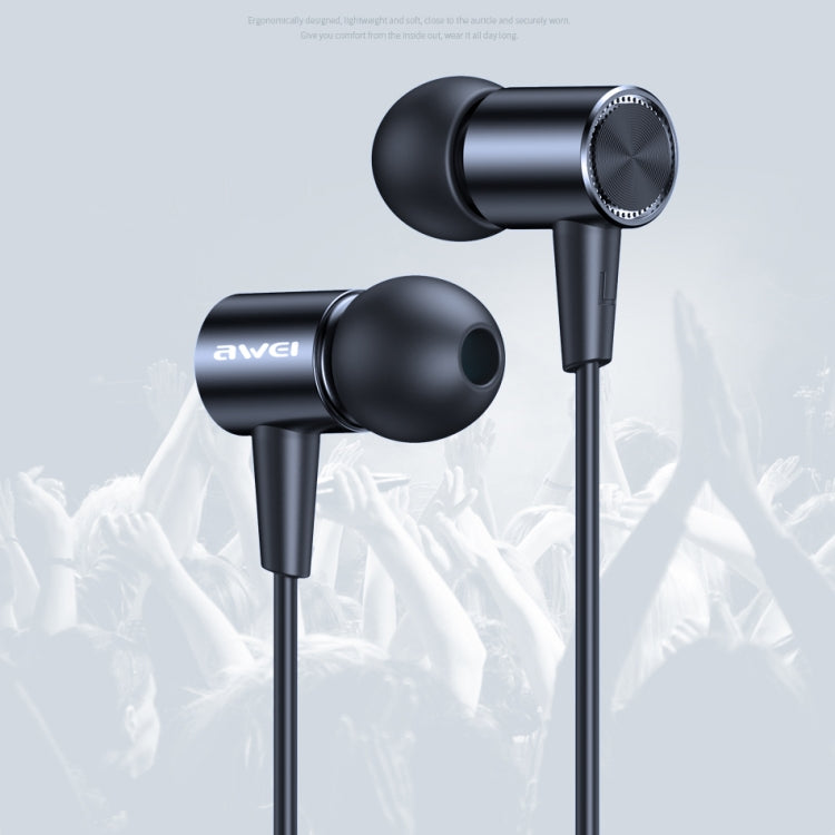 awei L2  3.5mm Plug In-Ear Wired Stereo Earphone with Mic(Grey) - Normal Style Earphone by awei | Online Shopping South Africa | PMC Jewellery