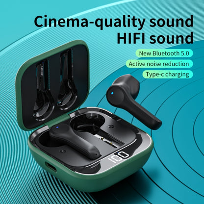 K08 Wireless Bluetooth 5.0 Noise Cancelling Stereo Binaural Earphone with Charging Box & LED Digital Display (Green) - Bluetooth Earphone by PMC Jewellery | Online Shopping South Africa | PMC Jewellery