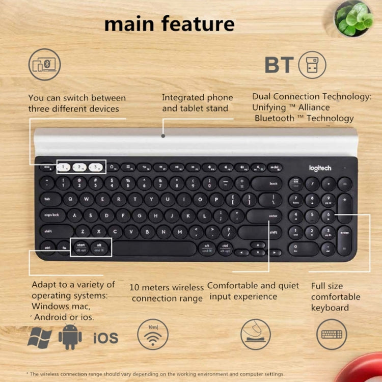 Logitech K780 Multi-device Bluetooth + Unifying Dual Mode Wireless Keyboard with Stand (Black) - Wireless Keyboard by Logitech | Online Shopping South Africa | PMC Jewellery | Buy Now Pay Later Mobicred