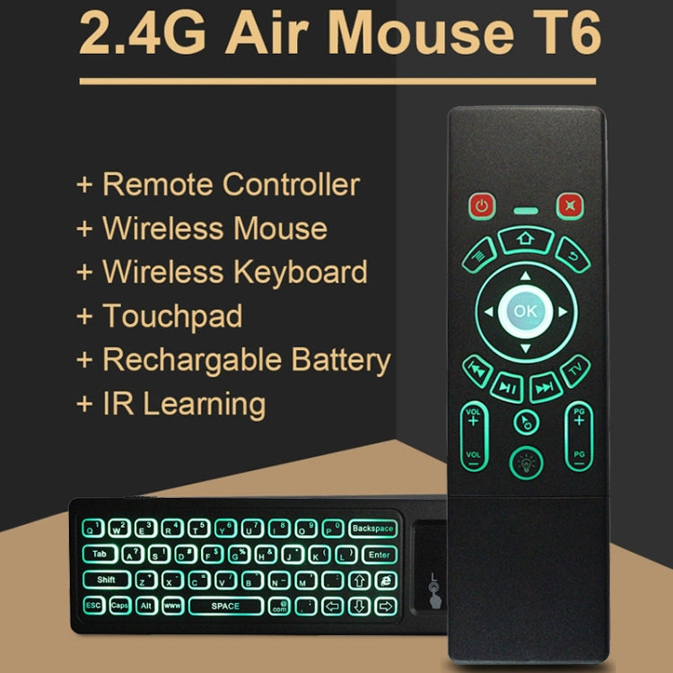 T6 Colorful Light Version Air Mouse 2.4GHz Wireless Keyboard Remote Controller with Touchpad & IR Learning for PC, Android TV Box / Smart TV, Multi-media Devices - free shipping - PMC TechLife - Order now!