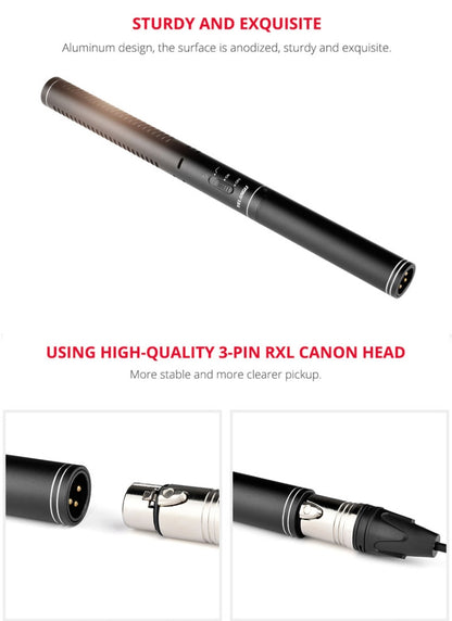 YELANGU YLG9933A MIC07 Professional Interview Condenser Video Shotgun Microphone with 6.5mm Audio Adapter & 3.5mm RXL Audio Cable(Black) - Camera Microphone by YELANGU | Online Shopping South Africa | PMC Jewellery | Buy Now Pay Later Mobicred