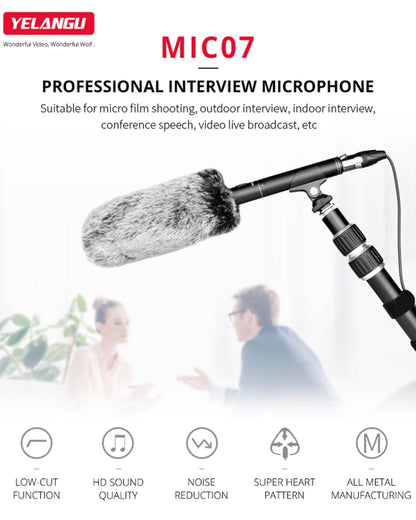 YELANGU YLG9933A MIC07 Professional Interview Condenser Video Shotgun Microphone with 6.5mm Audio Adapter & 3.5mm RXL Audio Cable(Black) - Camera Microphone by YELANGU | Online Shopping South Africa | PMC Jewellery | Buy Now Pay Later Mobicred