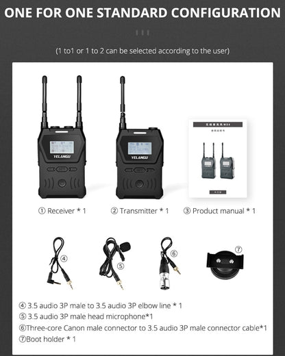 YELANGU YLG9929C MX4 Dual-Channel 100CH UHF Wireless Microphone System with Transmitter and Receiver for DSLR Cameras and Video Cameras(Black) - Camera Microphone by YELANGU | Online Shopping South Africa | PMC Jewellery | Buy Now Pay Later Mobicred