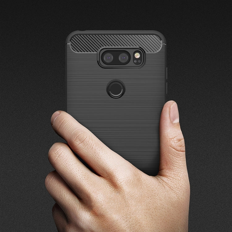 For LG V30 Brushed Texture Carbon Fiber Shockproof TPU Rugged Armor Protective Case (Black) - free shipping - PMC TechLife - Order now!
