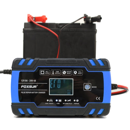 FOXSUR 12V-24V Car Motorcycle Truck Repair Battery Charger AGM Charger, EU Plug (Blue) - Battery Charger by FOXSUR | Online Shopping South Africa | PMC Jewellery | Buy Now Pay Later Mobicred