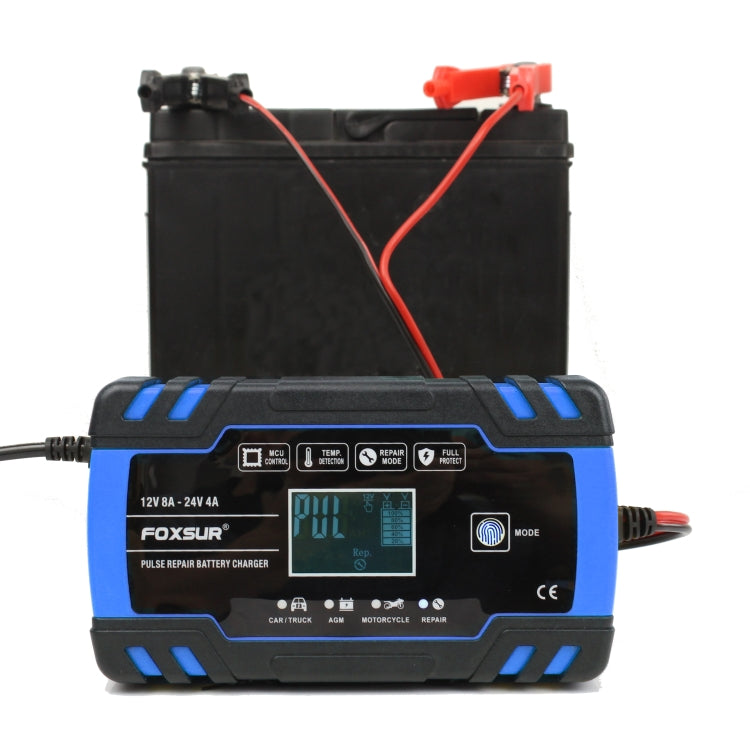 FOXSUR 12V-24V Car Motorcycle Truck Repair Battery Charger AGM Charger, EU Plug (Blue) - Battery Charger by FOXSUR | Online Shopping South Africa | PMC Jewellery | Buy Now Pay Later Mobicred