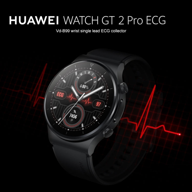 HUAWEI WATCH GT 2 Pro ECG Ver. Bluetooth Fitness Tracker Smart Watch 46mm Wristband, Kirin A1 Chip, Support GPS / ECG Monitoring(Black) - Wearable Devices by Huawei | Online Shopping South Africa | PMC Jewellery | Buy Now Pay Later Mobicred