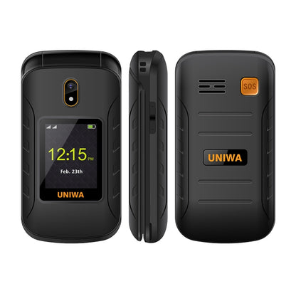 UNIWA V909T Flip Phone, 2.8 inch + 1.77 inch, UNISOC Tiger T107, Support Bluetooth, FM, Network: 4G, SOS, with Charge Dock Base(Black) - UNIWA by UNIWA | Online Shopping South Africa | PMC Jewellery