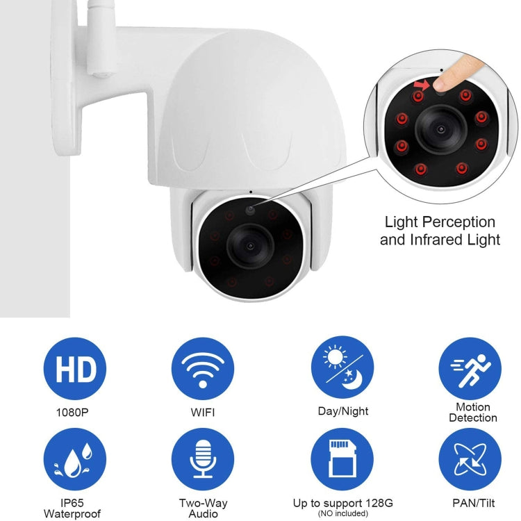 Tuya QX45 1080P Full HD IP65 Waterproof 2.4G Wireless IP Camera, Support Amazon Alexa & Google Home & Motion Detection & Two-way Audio & Night Vision & TF Card, EU Plug - Dome Camera by PMC Jewellery | Online Shopping South Africa | PMC Jewellery