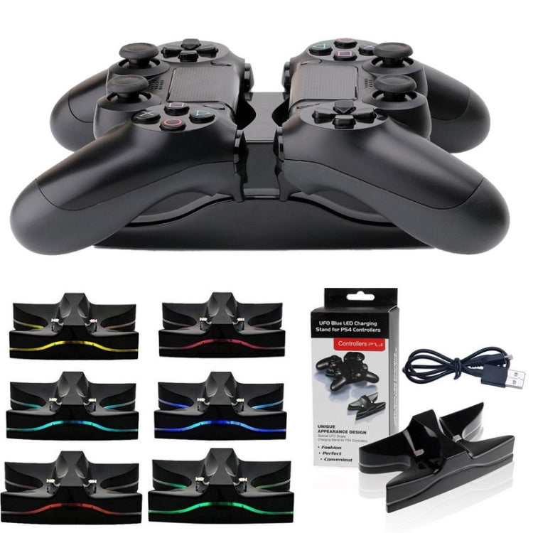 Special UFO Shape 2 x USB Charging Dock Station Stand / Controller Charging Stand for PS4 Playstation 4  with Multi Colors LED(Black) - free shipping - PMC TechLife - Order now!