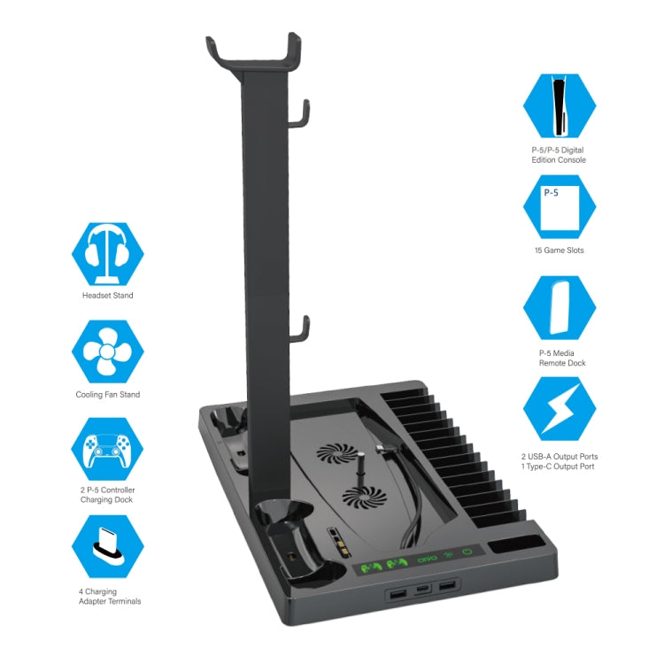 OIVO IV-P5246 Multi-Functional Charging Stand With Cooling Fan For Sony PS5 - free shipping - PMC TechLife - Order now!