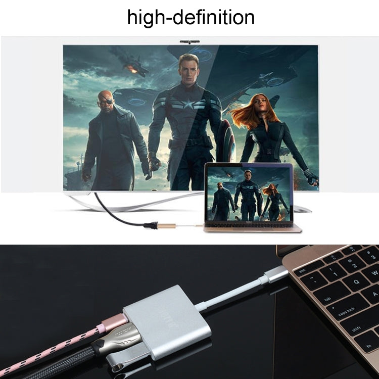 USB-C / Type-C 3.1 Male to USB-C / Type-C 3.1 Female & HDMI Female & USB 3.0 Female Adapter(Grey) - Cable & Adapters by PMC Jewellery | Online Shopping South Africa | PMC Jewellery