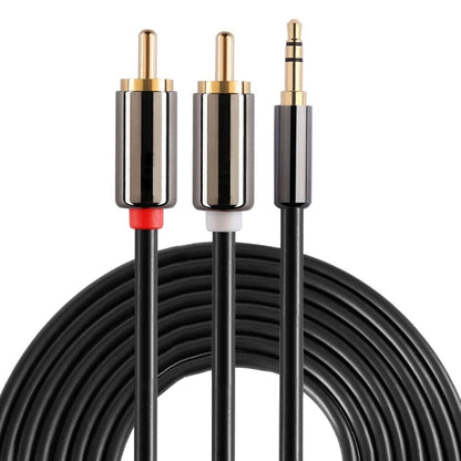 5m Gold Plated 3.5mm Jack to 2 x RCA Male Stereo Audio Cable - RCA Cable by PMC Jewellery | Online Shopping South Africa | PMC Jewellery