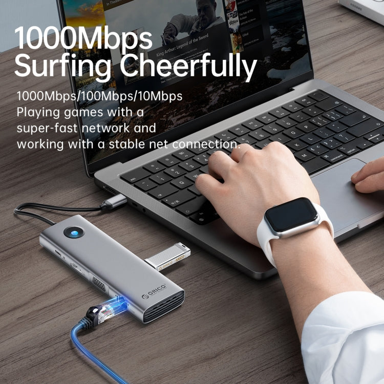 ORICO PW11-8PC Type-C / USB-C 8-in-1 5Gbps Multifunction Docking Station(Silver) - free shipping - PMC TechLife - Order now!