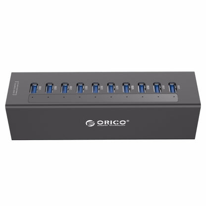 ORICO A3H10 Aluminum High Speed 10 Ports USB 3.0 HUB with Power Adapter for Laptops(Black) - USB 3.0 HUB by ORICO | Online Shopping South Africa | PMC Jewellery | Buy Now Pay Later Mobicred