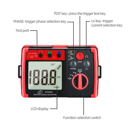 BENETECH GT5206A Professional LCD Digital Leakage Protector Switch Tester - Battery & Resistance Tester by BENETECH | Online Shopping South Africa | PMC Jewellery | Buy Now Pay Later Mobicred