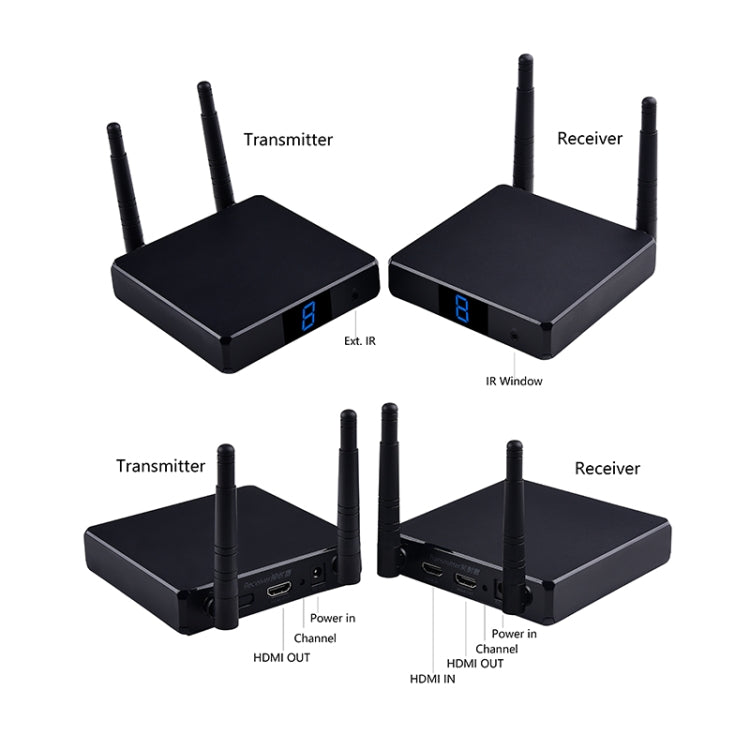 Measy FHD686-2 Full HD 1080P 3D 2.4GHz / 5.8GHz Wireless HD Multimedia Interface Extender 1 Transmitter + 2 Receiver, Transmission Distance: 200m(UK Plug) - Set Top Box & Accessories by Measy | Online Shopping South Africa | PMC Jewellery