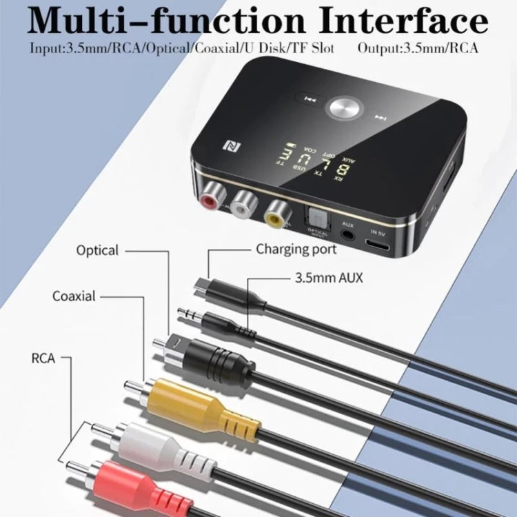 M8 NFC 2 in 1 NFC Optical Coaxial Bluetooth 5.0 Audio Transmitter Receiver with Digital Display - Audio Receiver Transmitter by PMC Jewellery | Online Shopping South Africa | PMC Jewellery