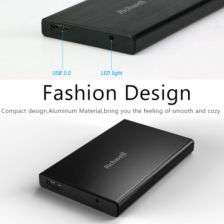 Richwell SATA R23-SATA-1TGB 2.5 inch USB3.0 Interface Mobile Hard Disk Drive, Capacity: 1TB(Black) - free shipping - PMC TechLife - Order now!