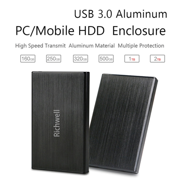 Richwell SATA R23-SATA-1TGB 2.5 inch USB3.0 Interface Mobile Hard Disk Drive, Capacity: 1TB(Black) - free shipping - PMC TechLife - Order now!