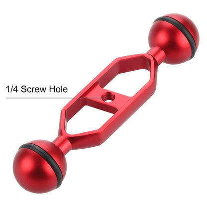 PULUZ 5.0 inch 12.6cm Aluminum Alloy Dual Balls Arm, Ball Diameter: 25mm(Red) - Diving Accessories by PULUZ | Online Shopping South Africa | PMC Jewellery | Buy Now Pay Later Mobicred