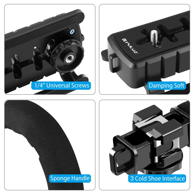 PULUZ U/C Shape 3-Head Cold Shoes Portable Handheld DV Bracket Stabilizer for All SLR Cameras and Home DV Camera - free shipping - PMC TechLife - Order now!