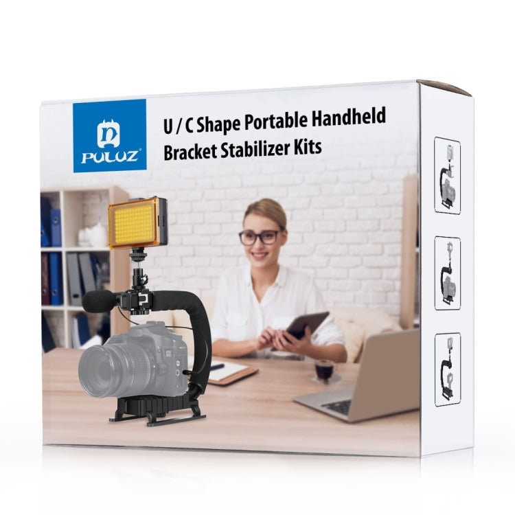 PULUZ U/C Shape 3-Head Cold Shoes Portable Handheld DV Bracket Stabilizer for All SLR Cameras and Home DV Camera - free shipping - PMC TechLife - Order now!