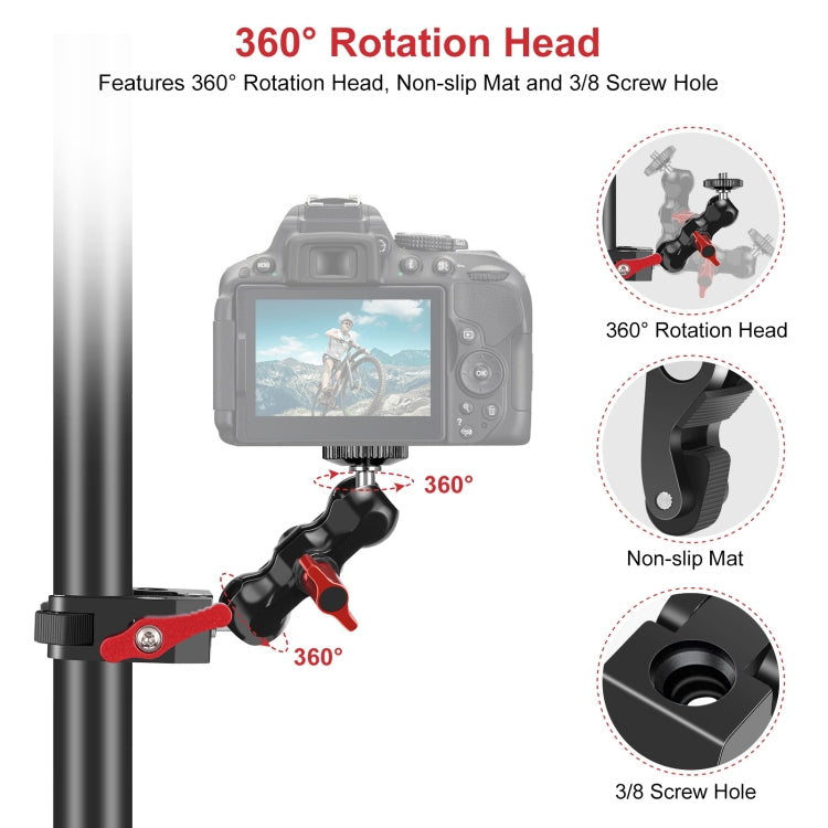 PULUZ Multi-function Magic Arm Ball Mount Clamp Crab Pliers Clip(Red) - Stand Bracket by PULUZ | Online Shopping South Africa | PMC TechLife | Buy Now Pay Later Mobicred