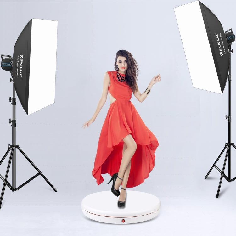 PULUZ 45cm Remote Control Adjusting Speed Rotating Turntable Display Stand, White, Load 100kg(UK Plug) - free shipping - PMC TechLife - Order now!