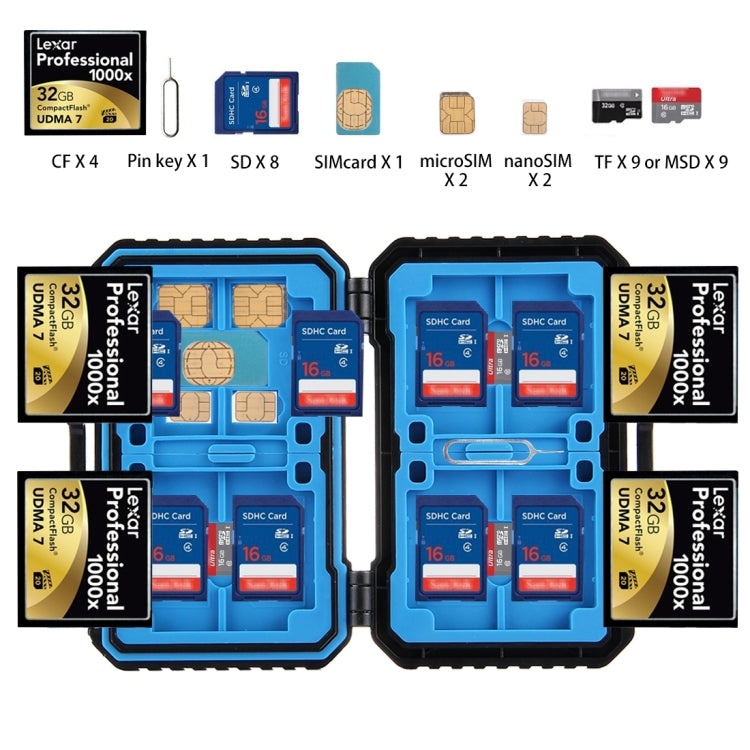 PULUZ 27 in 1 Memory Card Case for 4CF + 8SD + 9TF + 1Card PIN + 1Standard SIM + 2Micro-SIM + 2Nano-SIM - Card Case by PULUZ | Online Shopping South Africa | PMC TechLife
