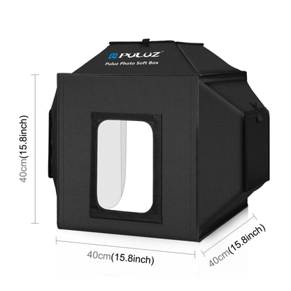 PULUZ 40cm Folding 72W 5500K Studio Shooting Tent Soft Box Photography Lighting Kit with 4 Colors (Black, Orange, White, Green) Backdrops(US Plug) -  by PULUZ | Online Shopping South Africa | PMC Jewellery | Buy Now Pay Later Mobicred