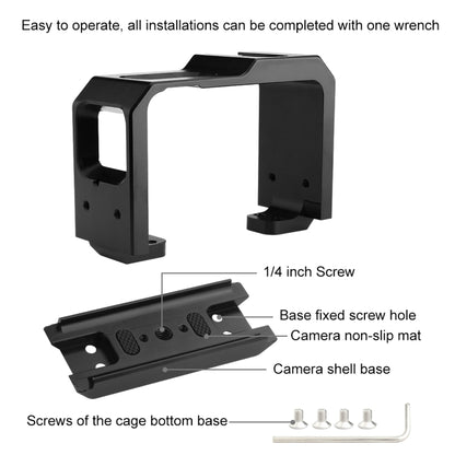PULUZ Aluminum alloy Frame Mount Protective Case Cage with Cold Shoe Base Slot & Tripod Base Adapter for Insta360 One R(Black) - Mount & Holder by PULUZ | Online Shopping South Africa | PMC Jewellery