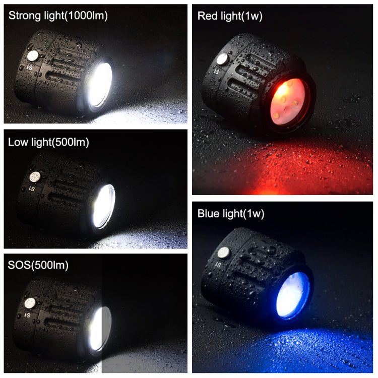 PULUZ 40m Underwater LED Photography Fill Light 1000LM 3.7V/1100mAh Diving Light for GoPro Hero11 Black / HERO10 Black / HERO9 Black /HERO8 / HERO7 /6 /5 /5 Session /4 Session /4 /3+ /3 /2 /1, Insta36 ... R, DJI Osmo Action and Other Action Cameras(Black) - Waterproof Light by PULUZ | Online Shopping South Africa | PMC Jewellery | Buy Now Pay Later Mobicred