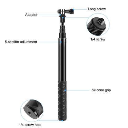 PULUZ 110cm Metal Selfie Stick Monopod with Invisible Adapter Base & Screw for Insta360 One RS / X2 / X3 - Self Monopod Grip by PULUZ | Online Shopping South Africa | PMC Jewellery