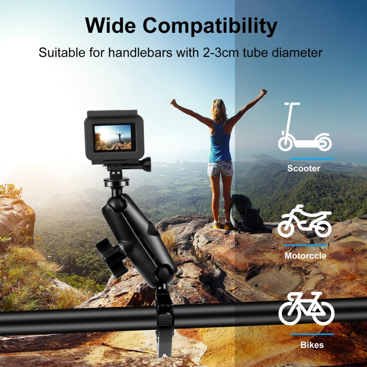 PULUZ Motorcycle O-Clip Quick Release Clamp Handlebar Fixed Mount Holder for GoPro and Other Action Cameras(Black) - Bicycle Handlebar Mount by PULUZ | Online Shopping South Africa | PMC Jewellery