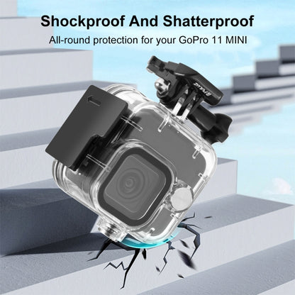 For GoPro Hero11 Black Mini PULUZ 40m Waterproof Housing Protective Case with Buckle Basic Mount & Screw (Transparent) - Waterproof Cases by PULUZ | Online Shopping South Africa | PMC Jewellery | Buy Now Pay Later Mobicred