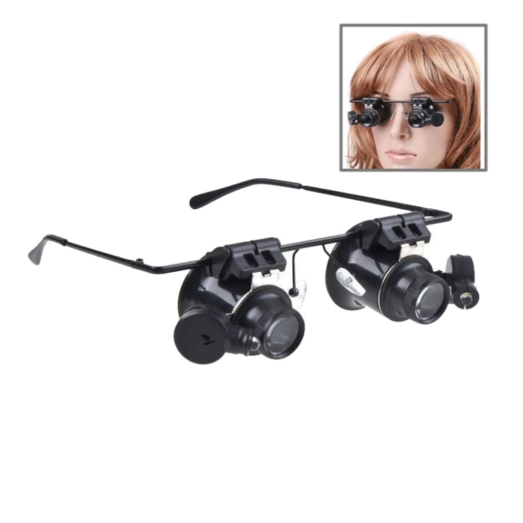 20X Glasses Type Watch Repair Loupe Magnifier with LED Light(Black) - Glasses Style by PMC TechLife | Online Shopping South Africa | PMC TechLife