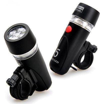 5 LED Water Resistant Bike Bicycle Head Light+ Rear Safety Flashlight - Taillights by PMC Jewellery | Online Shopping South Africa | PMC Jewellery