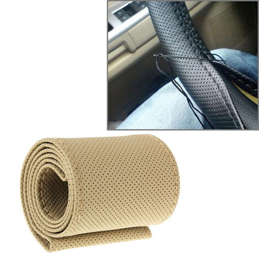 PU Leather Steering Wheel Cover With Needle and Thread, Size: 54x10.5cm (Beige) - Steering Wheel Accessories by PMC Jewellery | Online Shopping South Africa | PMC Jewellery | Buy Now Pay Later Mobicred