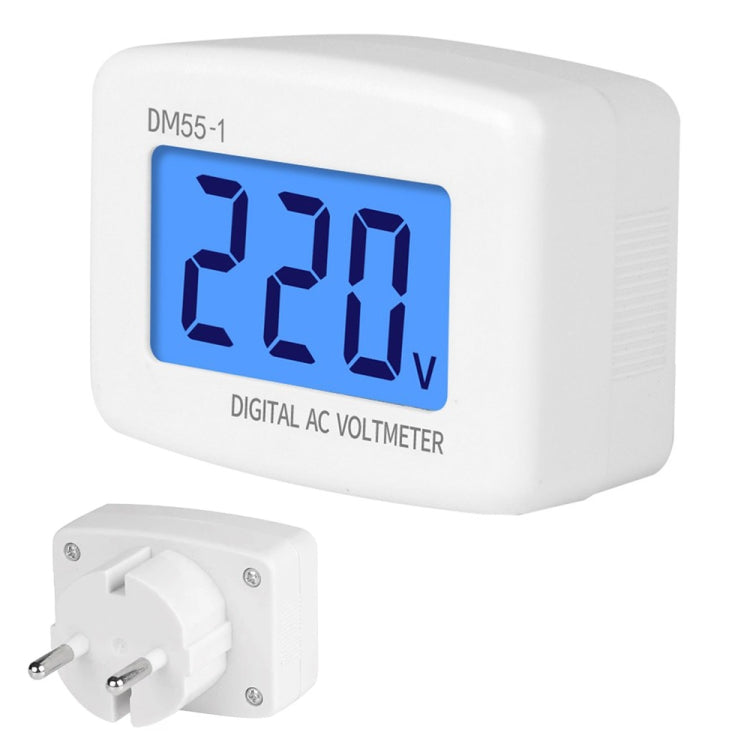DM55-1 LCD AC Digital Voltage Meter Voltmeter, Measure Range: 110V-300V, EU Plug - free shipping - PMC TechLife - Order now!