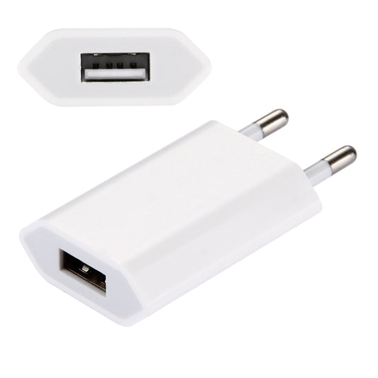 5V / 1A Single USB Port Charger Travel Charger, EU Plug(White) - USB Charger by PMC Jewellery | Online Shopping South Africa | PMC Jewellery | Buy Now Pay Later Mobicred