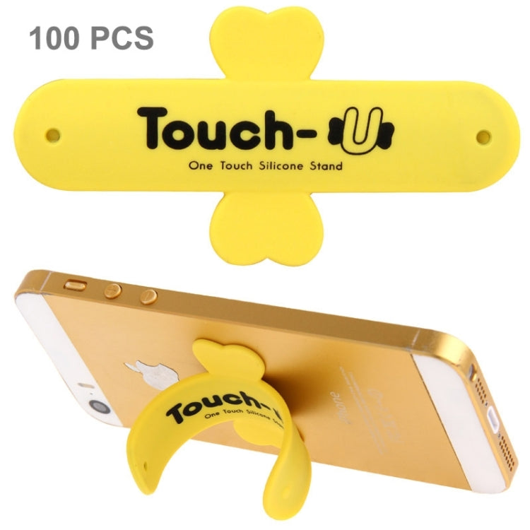 100 PCS Touch-u One Touch Universal Silicone Stand Holder, 100 PCS Touch-u One Touch Universal Silicone Stand Holder(Yellow) - Desktop Holder by PMC Jewellery | Online Shopping South Africa | PMC Jewellery