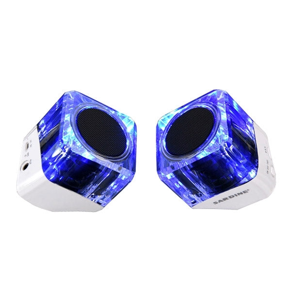 SARDiNE B5 TWS Crystal Case Bluetooth Speaker with Mic & LED Light(White) - Desktop Speaker by SARDiNE | Online Shopping South Africa | PMC Jewellery