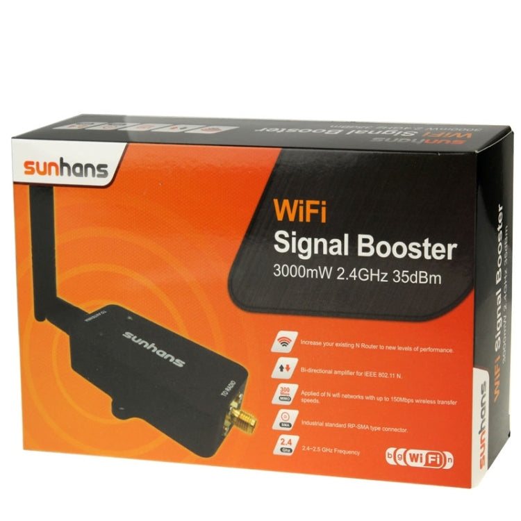 Sunhans SH24BTA-N 35dBm 2.4GHz 3W 11N/G/B WiFi Signal Booster WiFi Amplifier Wireless Repeater(Black) - Broadband Amplifiers by PMC Jewellery | Online Shopping South Africa | PMC Jewellery