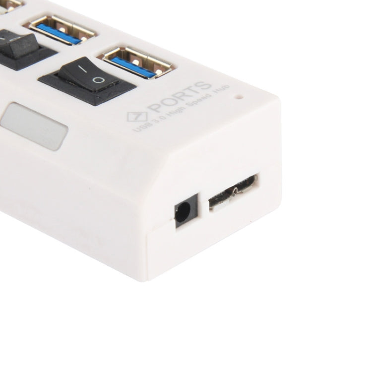 7 Ports USB 3.0 HUB, Super Speed 5Gbps, Plug and Play, Support 1TB(White) - USB 3.0 HUB by PMC TechLife | Online Shopping South Africa | PMC TechLife | Buy Now Pay Later Mobicred