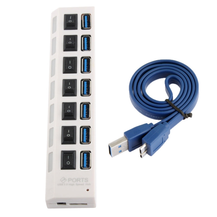 7 Ports USB 3.0 HUB, Super Speed 5Gbps, Plug and Play, Support 1TB(White) - USB 3.0 HUB by PMC TechLife | Online Shopping South Africa | PMC TechLife | Buy Now Pay Later Mobicred