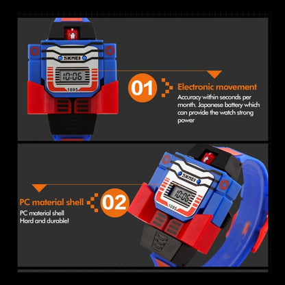 SKMEI Transformation Toy Shape Changing Removable Dial Digital Movement Children Watch with PU Plastic Cement Band(Dark Blue) - Cartoon Watches by SKMEI | Online Shopping South Africa | PMC Jewellery | Buy Now Pay Later Mobicred